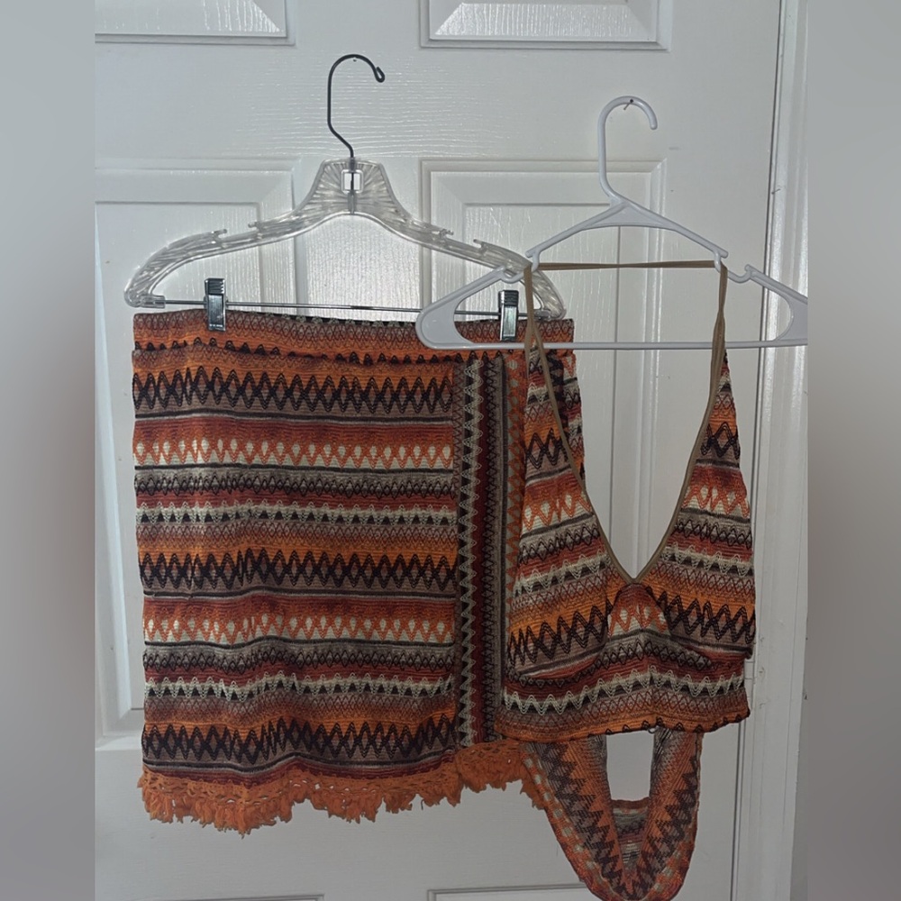 Shein hippy vintage halter and skirt set